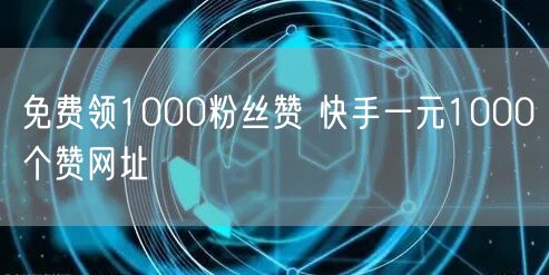 免费领1000粉丝赞 快手一元1000个赞网址