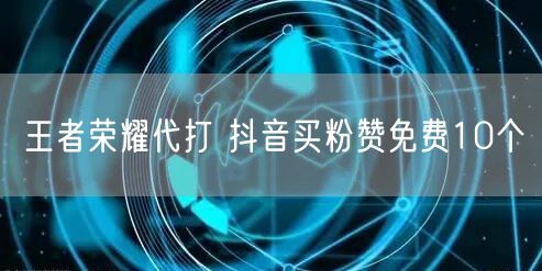 王者荣耀代打 抖音买粉赞免费10个