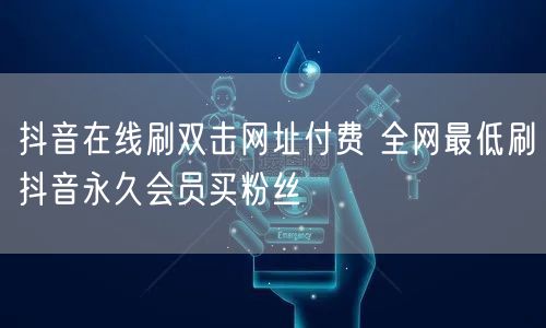 抖音在线刷双击网址付费 全网最低刷抖音永久会员买粉丝