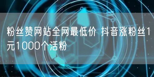 粉丝赞网站全网最低价 抖音涨粉丝1元1000个活粉