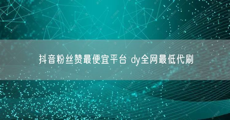 抖音粉丝赞最便宜平台 dy全网最低代刷