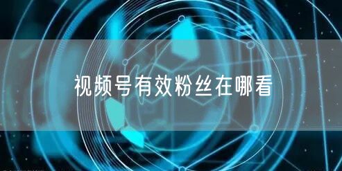视频号有效粉丝在哪看