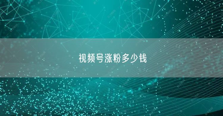 视频号涨粉多少钱