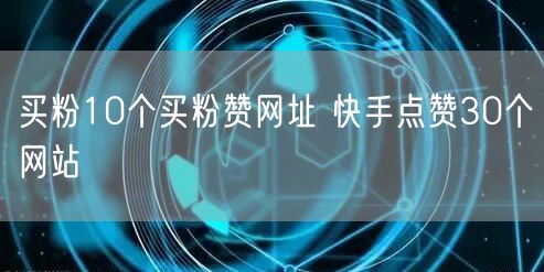 买粉10个买粉赞网址 快手点赞30个网站