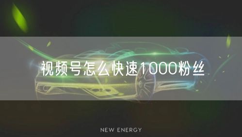 视频号怎么快速1000粉丝